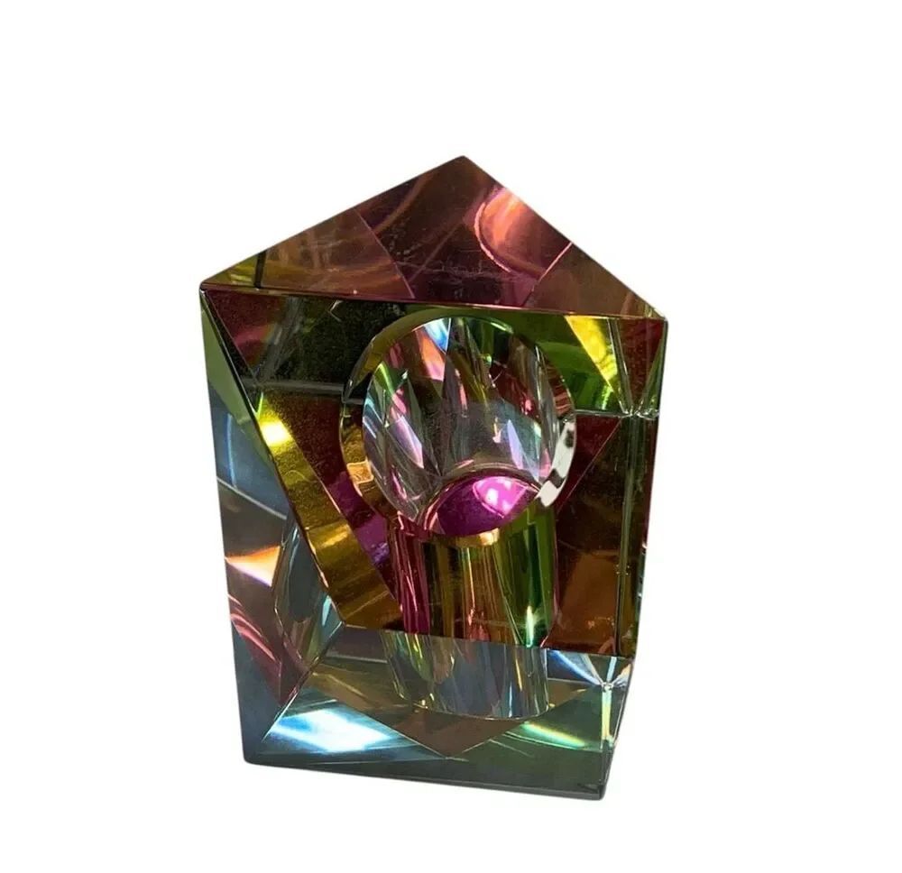 Fundamental Berlin Regenbogen Hand-Cut Lead Crystal Rainbow Prism Art Glass VASE